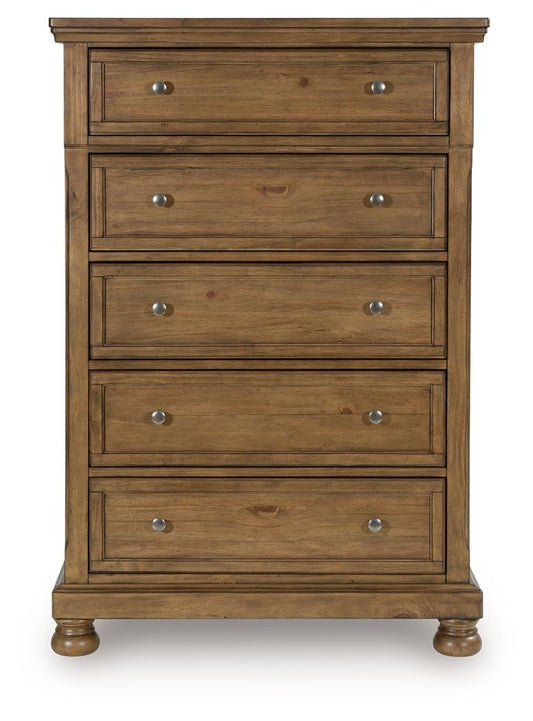 Feddinger - Five Drawer Chest - Medium Brown