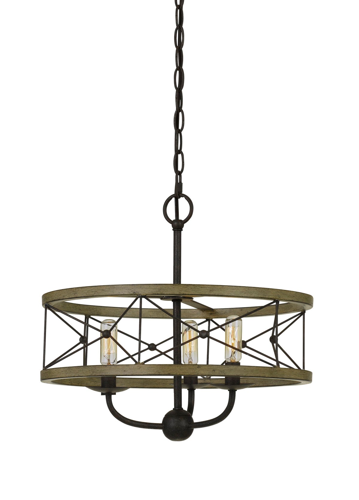 Modica - 16" Height Metal Pendant - Distressed Ivory & Iron