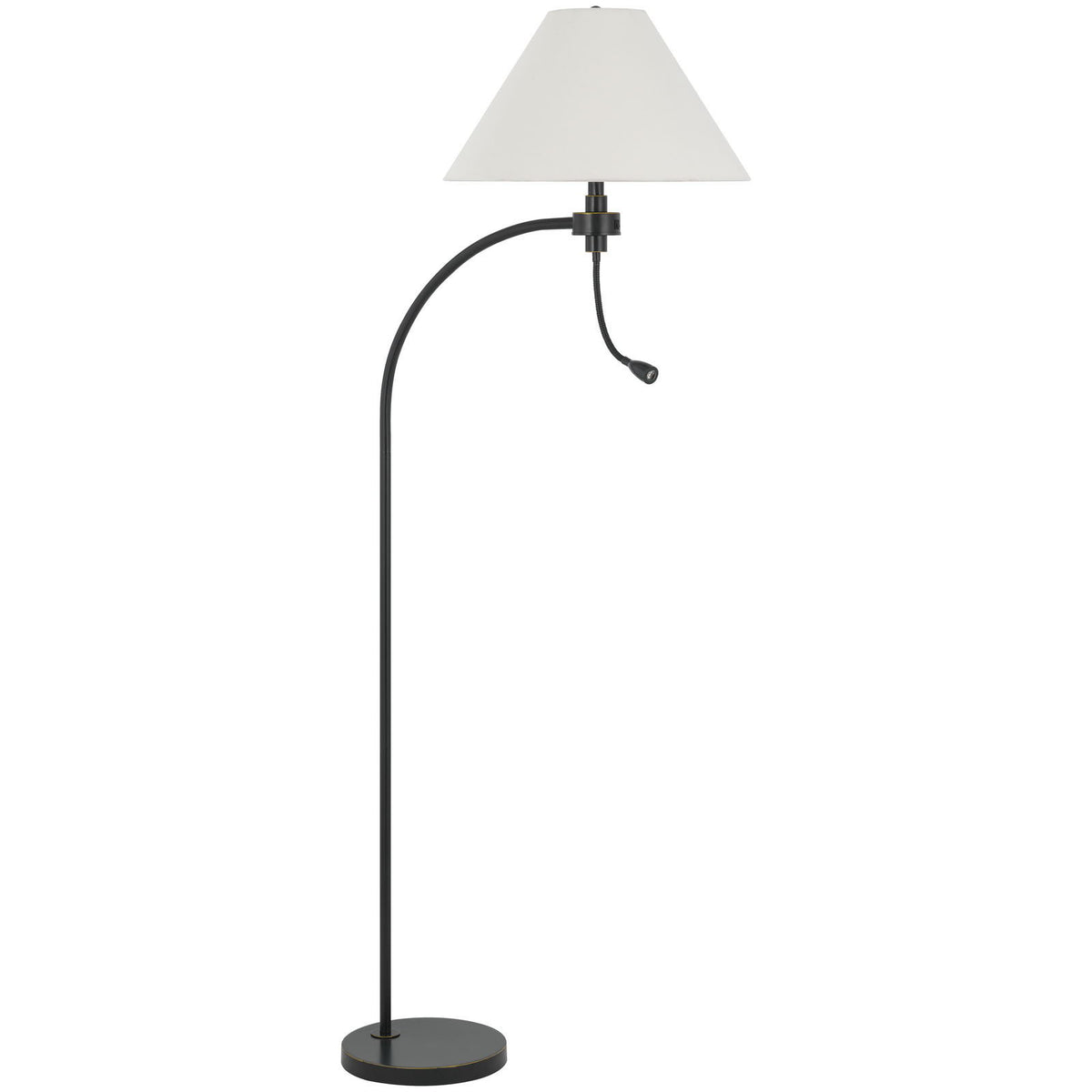 Ashland - 100W 3 Way Mini Arc Metal Floor Lamp With Gooseneck 2W LED Reading Light - Dark Bronze