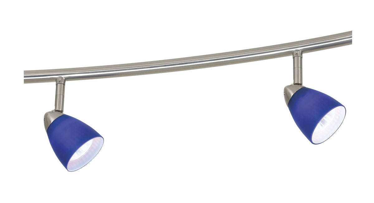 7.25-19.25" Height Adjustable Metal Serpentine Five Light Ceiling Fixture - Blue & Brushed Steel