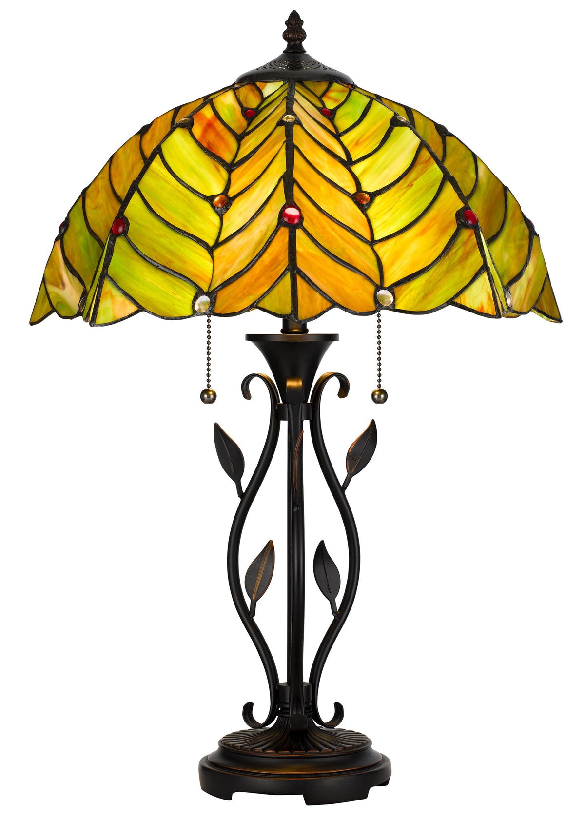 Lacay - Resin Table Lamp - Bronze With Tiffany Glass Shade