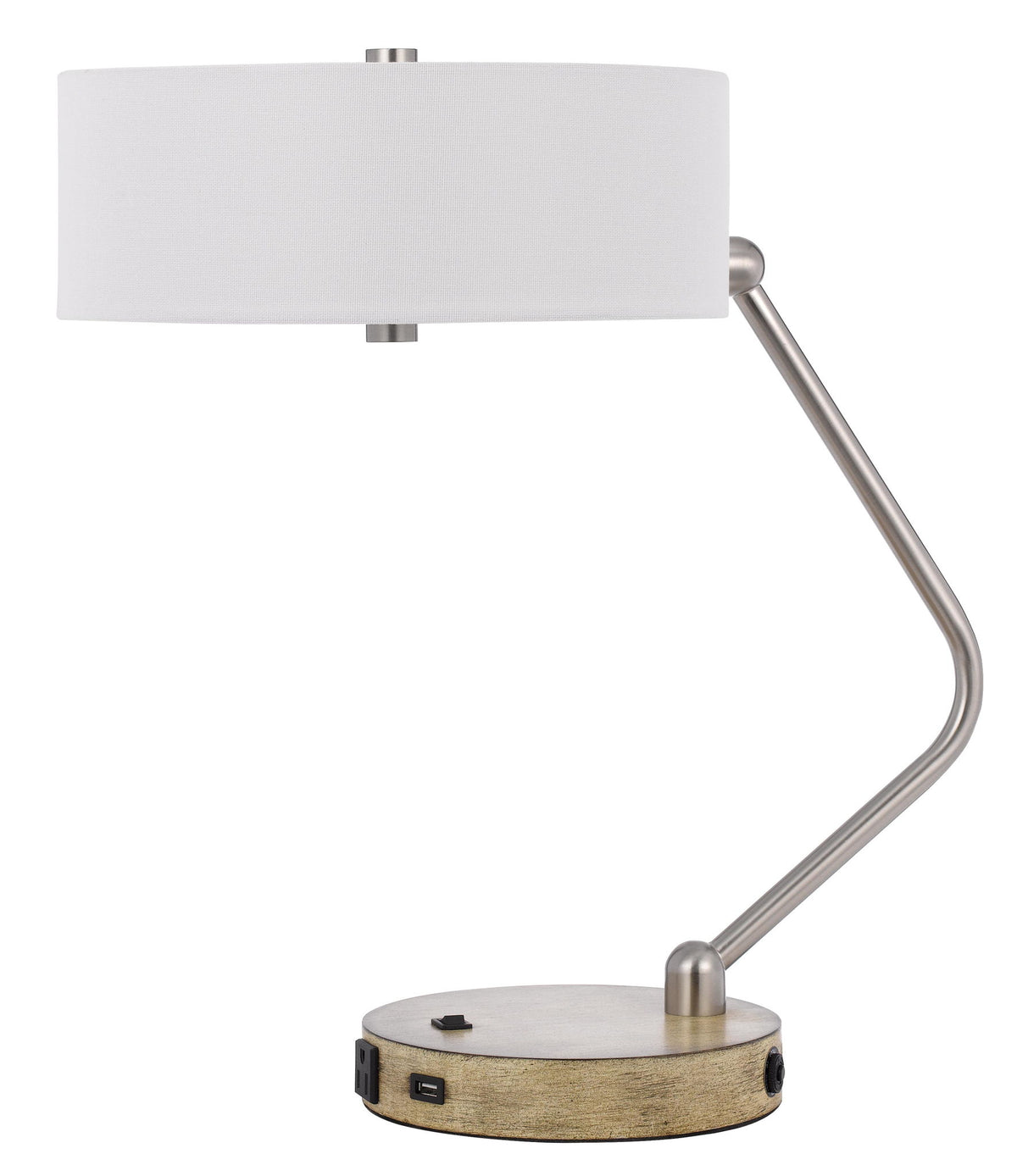 Marcos - Desk Lamp - Brushed Steel & Wood