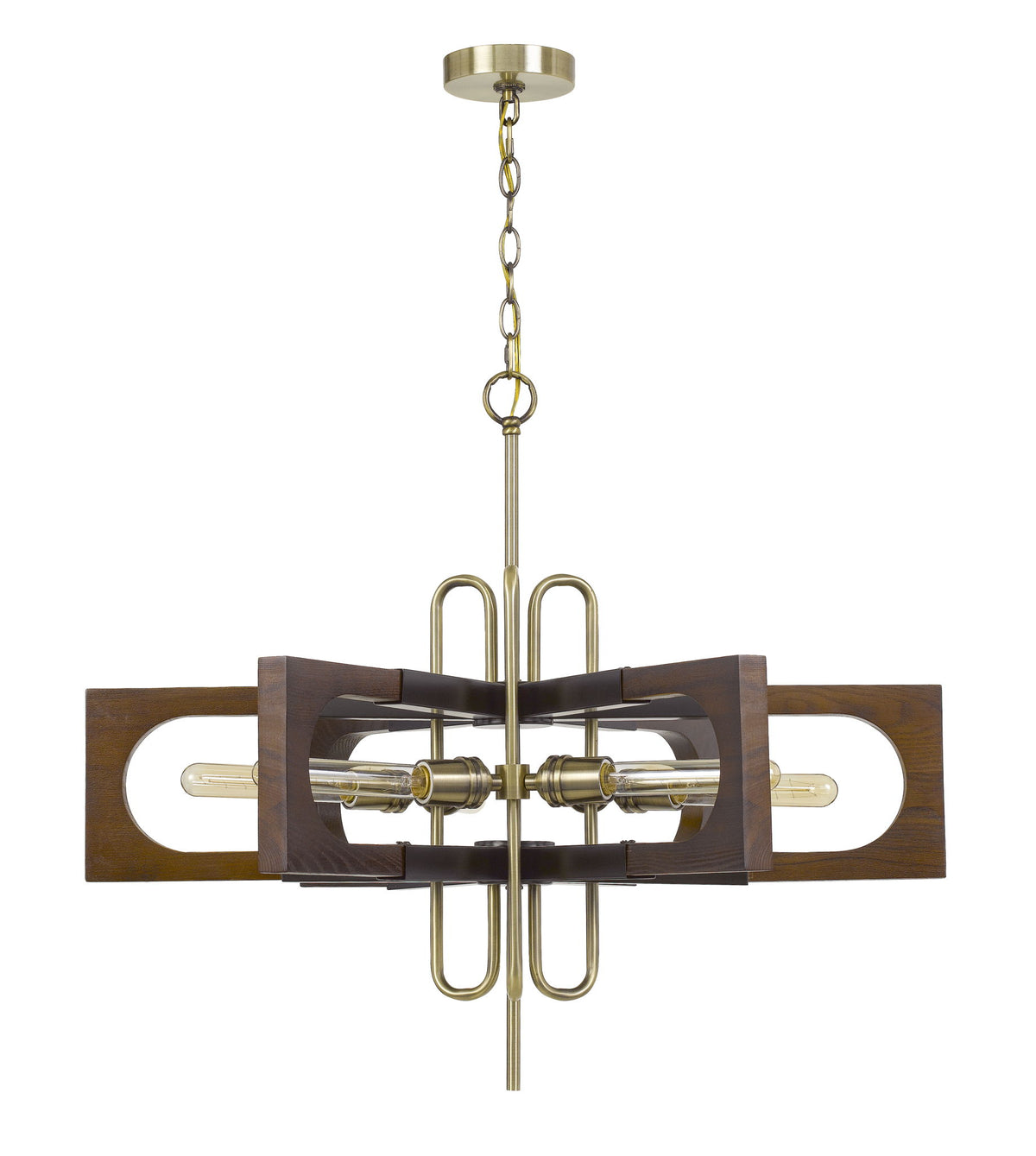 Sneek - Chandelier - Antique Brass & Wood