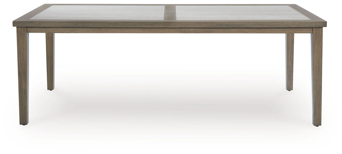 Rainier Ranch - Rectangle Dining Table With Umbrella Option - Brown / Beige