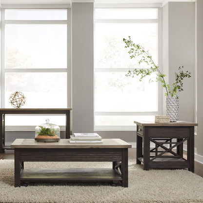 Heatherbrook - 3 Piece Table Set (1 Lift Top Cocktail 2 End Tables) - Charcoal & Ash