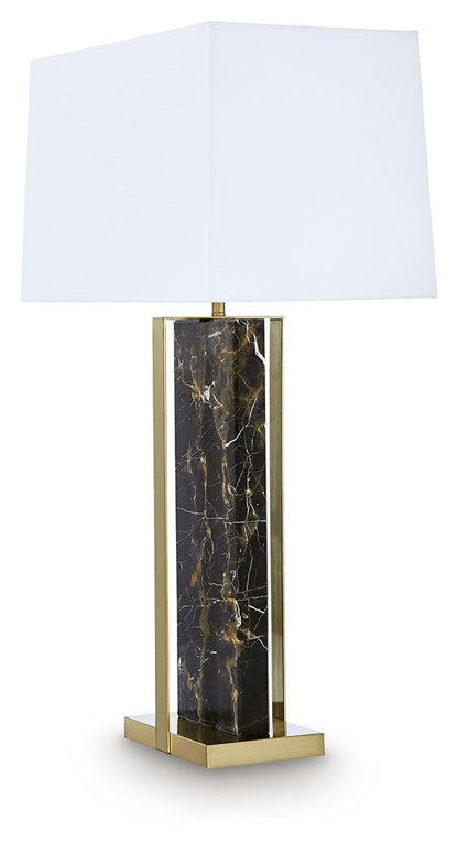 Neonish - Marble Table Lamp - Black / Gold Finish