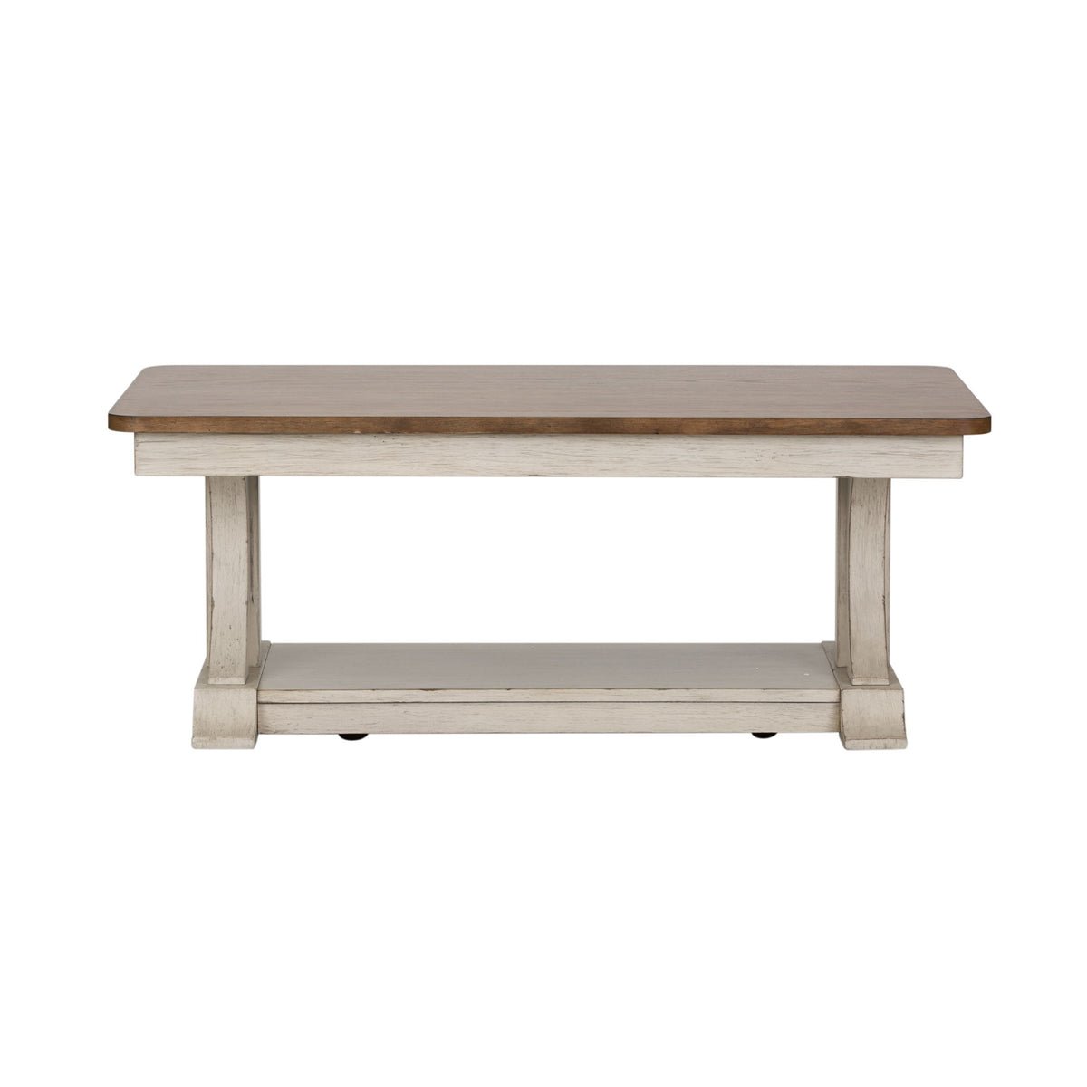 Farmhouse Reimagined - Rectangular Cocktail Table - Antique White / Chestnut Tops