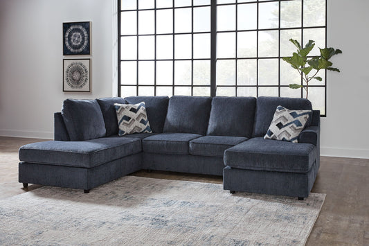 Albar Place - 2 Pc. - 2-Piece Sectional With Raf Sofa Chaise, Ottoman - Cobalt
