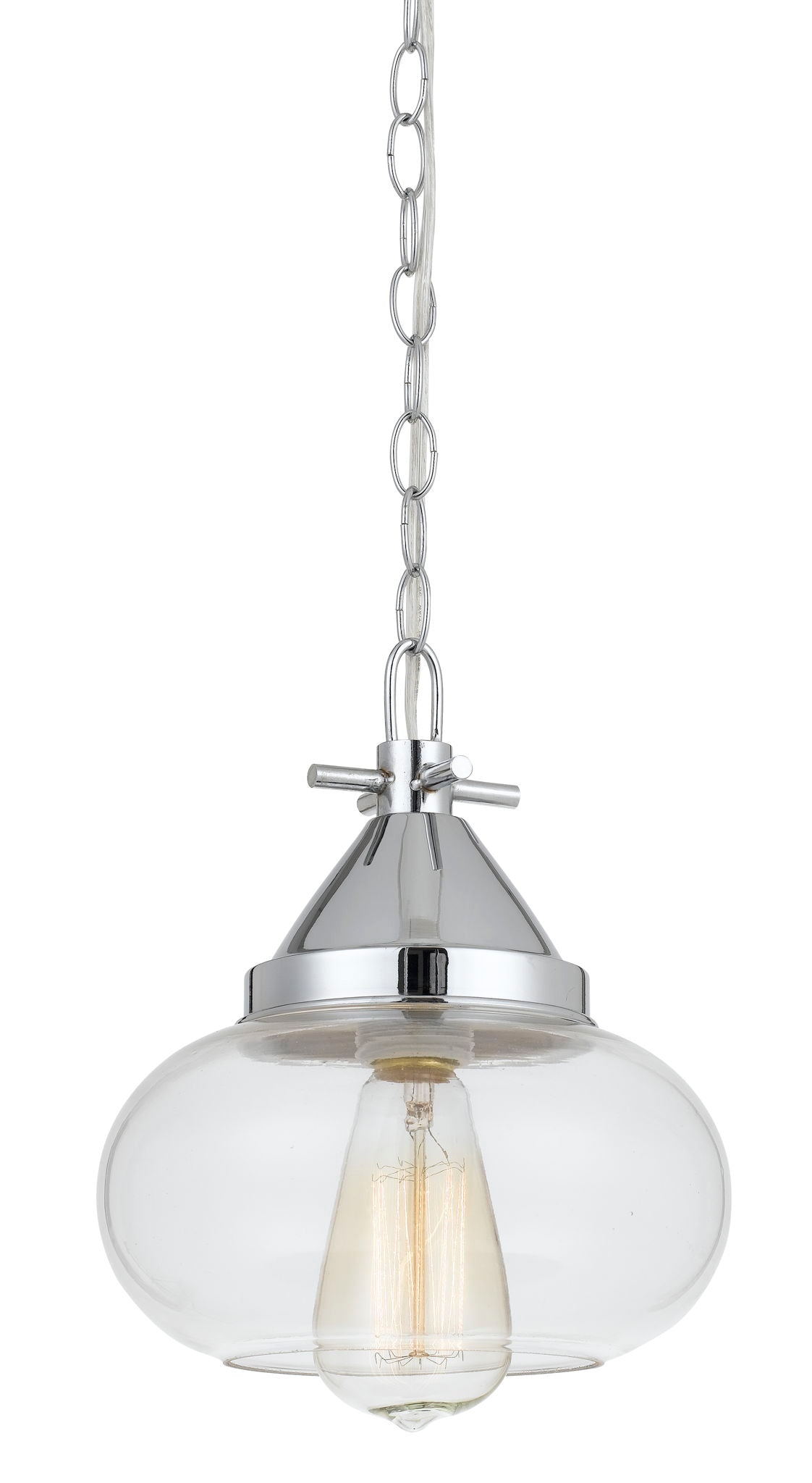 Maywood - 10" Height Glass Pendant - Chrome - Glass & Metal