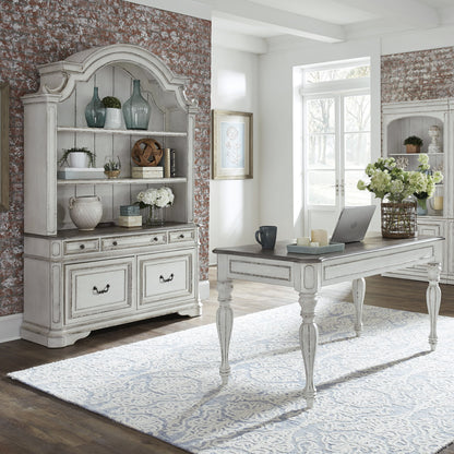 Magnolia Manor - 3 Piece Home Office Set (Desk & Hutch) - Antique White