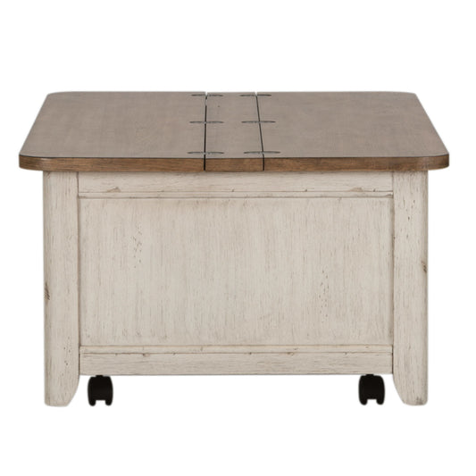 Farmhouse Reimagined - Storage Trunk - Antique White / Chestnut Tops