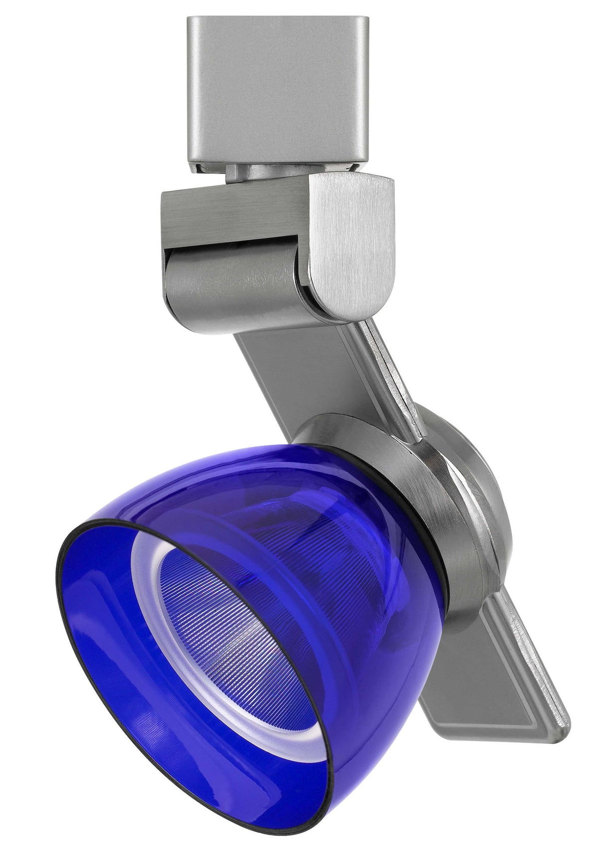 6" Height Metal Track Head - Brushed Steel & Blue