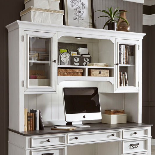Allyson Park - Jr Executive Credenza Hutch - Wirebrushed White / Charcoal