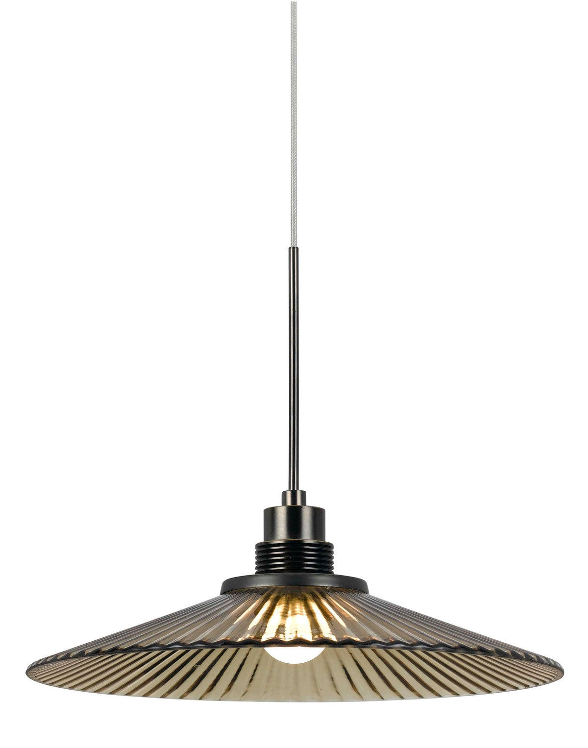 7.5" Height Glass and Metal LED Pendant With Brushed Steel Cord - Amber