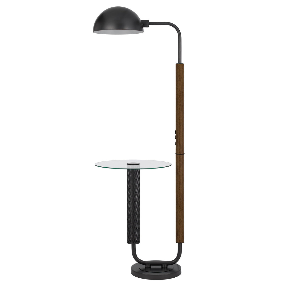 Keyser - 63" Height Metal / Glass Floor Lamp - Oak / Black