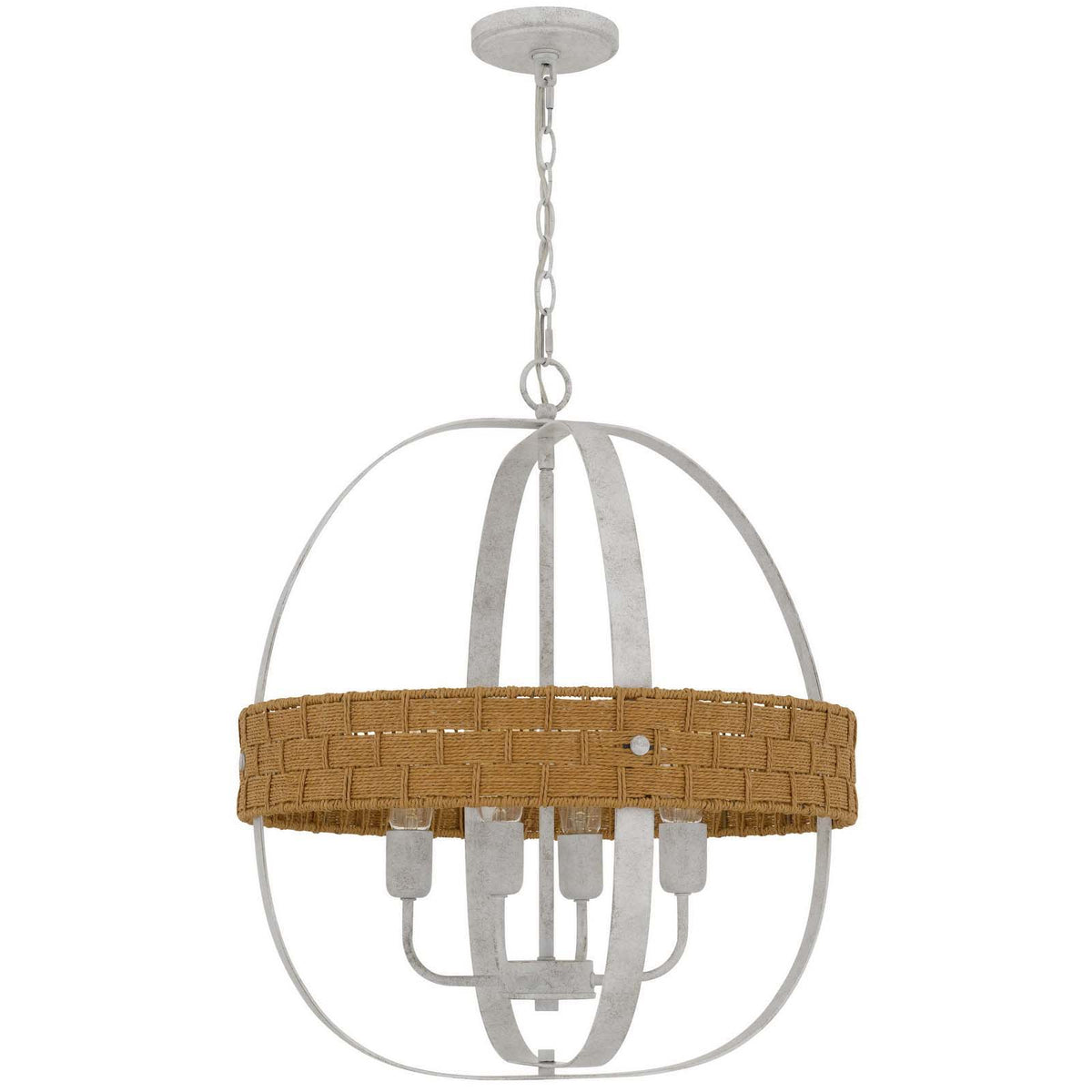 Barton - 24" Height Metal Chandelier - White Washed