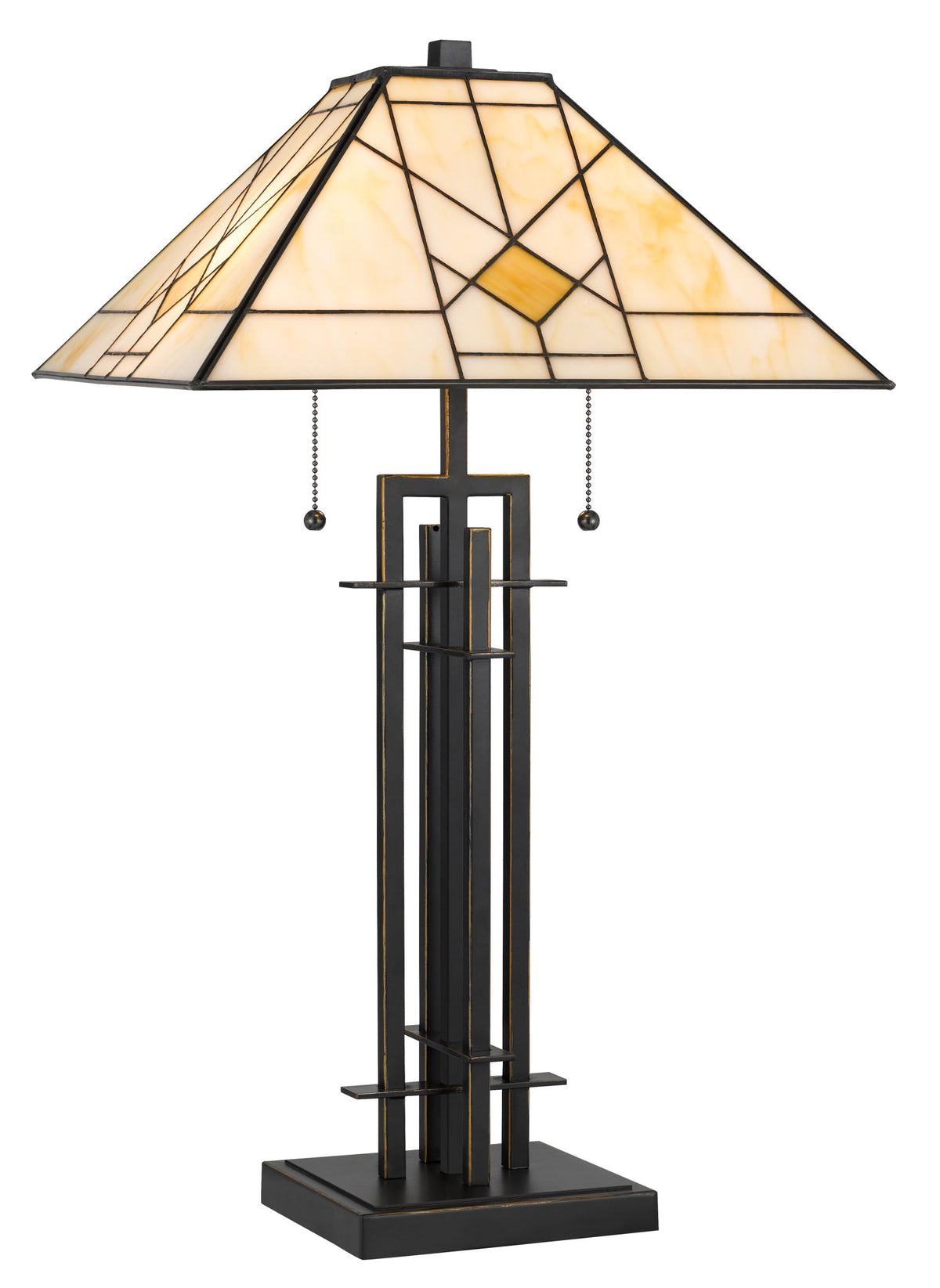 Zuni - Metal Table Lamp - Dark Bronze With Tiffany Glass Shade