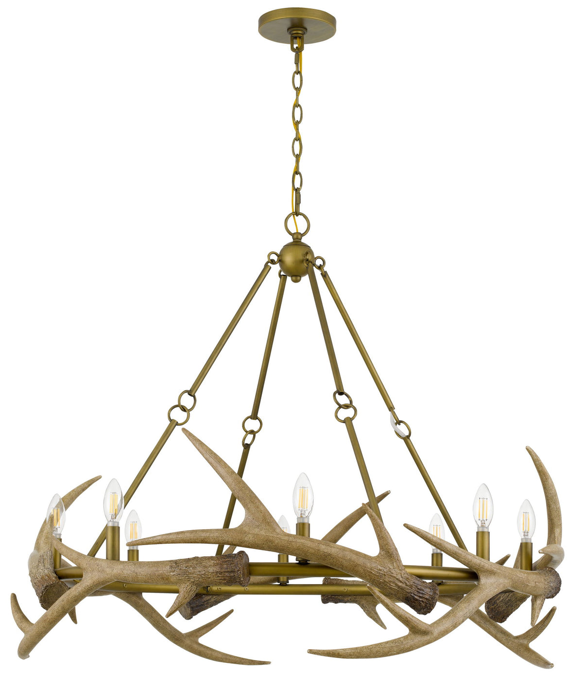 Sunwashed - Chandelier - Brass Metal And Resin Antler