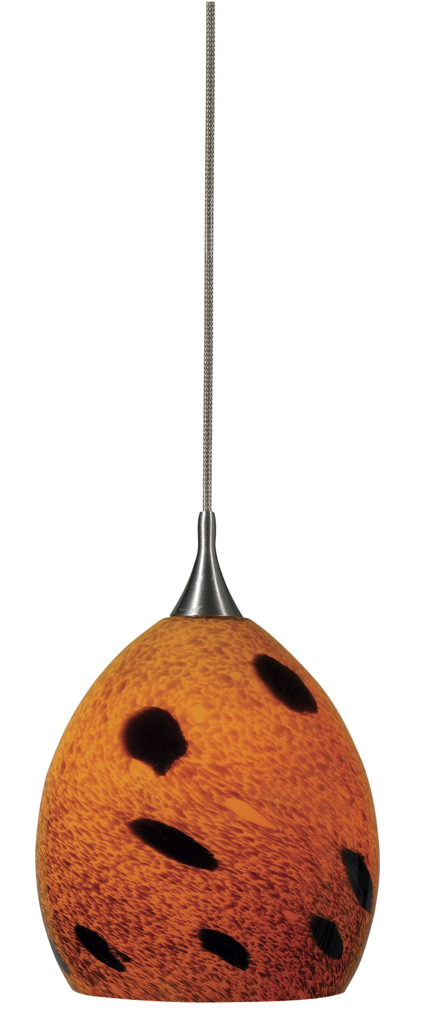 3.8" Height Glass and Metal Pendant With Brushed Steel Cord