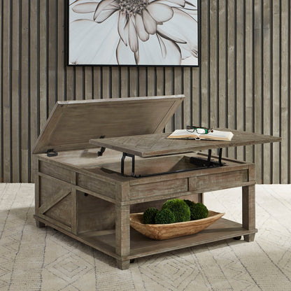 Parkland Falls - Square Lift Top Cocktail Table - Weathered Taupe