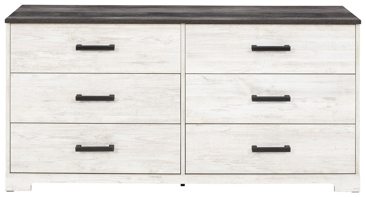 Shawburn - Six Drawer Dresser - Pewter-tone pulls - White / Black / Gray