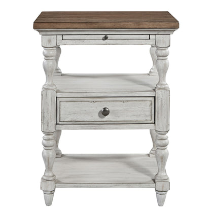 Farmhouse Reimagined - 1 Drawer Nightstand - Antique White / Chestnut Tops