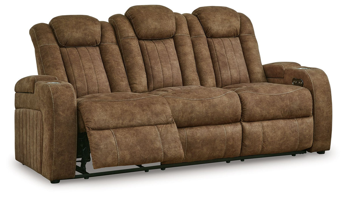 Wolfridge - 2 Pc. - Power Reclining Sofa, Power Reclining Loveseat With Console - Brindle