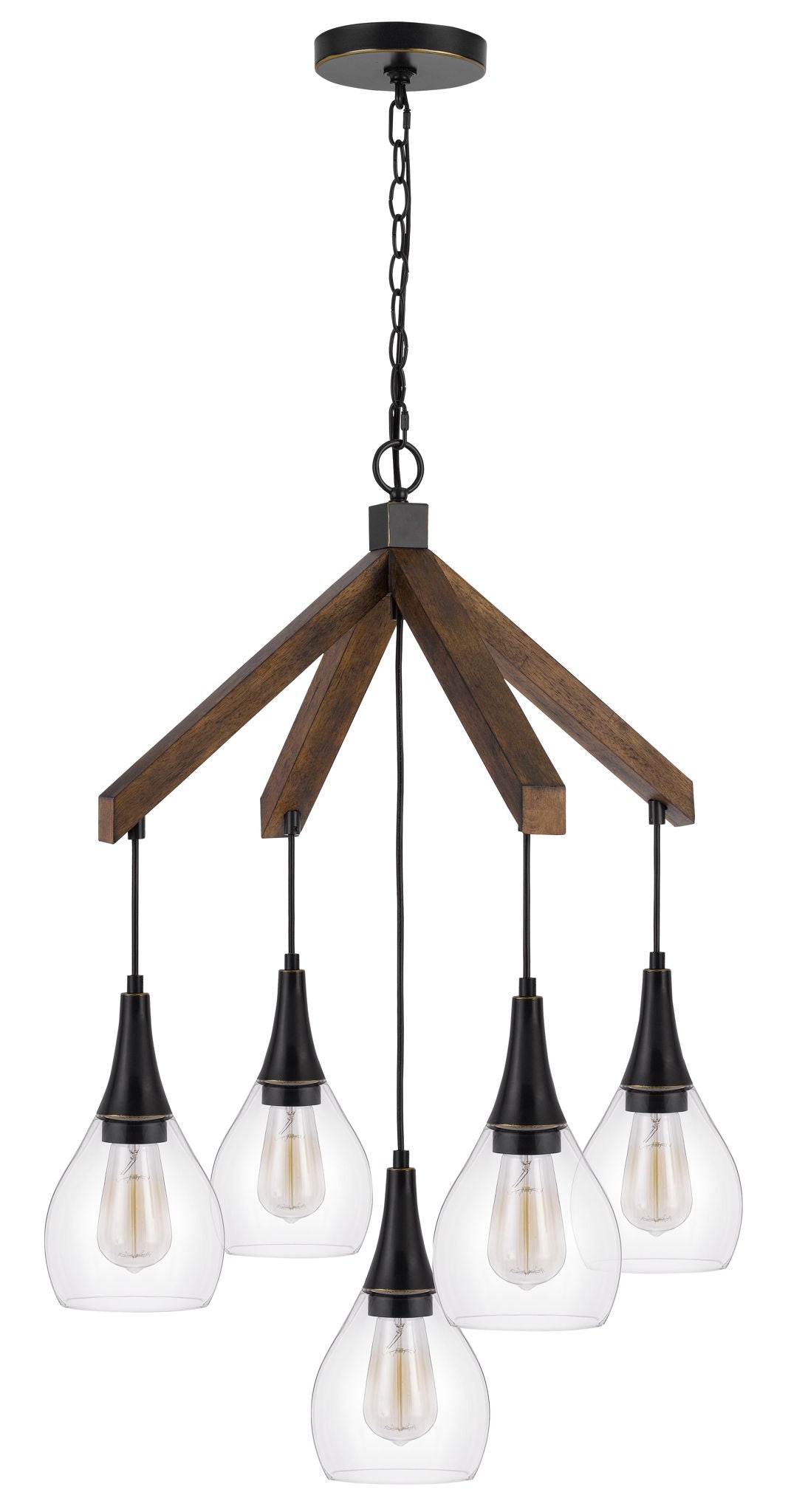 Watkins - Chandelier - Wood & Dark Bronze