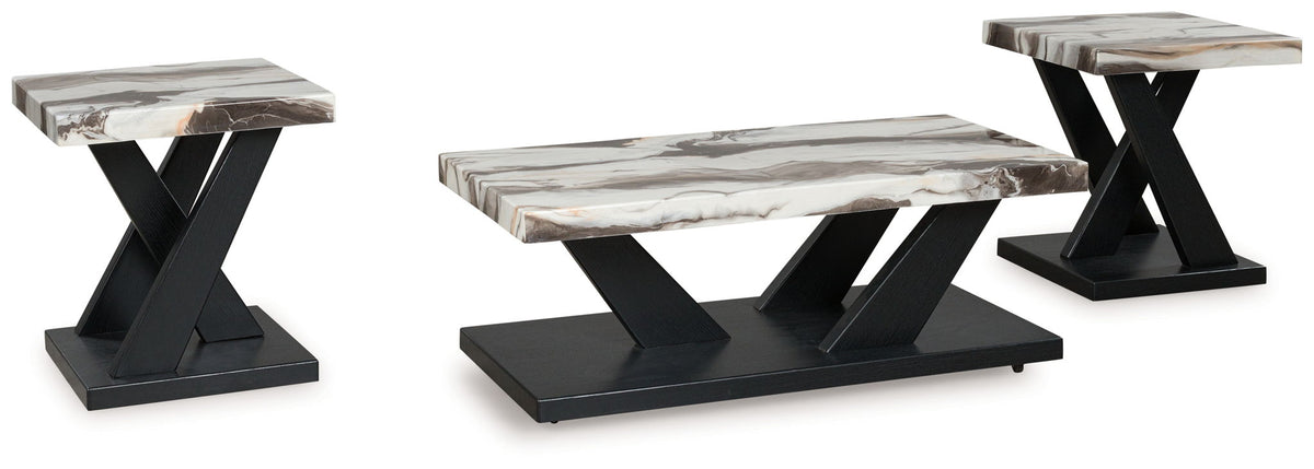 Cendill - Occasional Table Set (Set of 3) - Dark Brown / White / Black