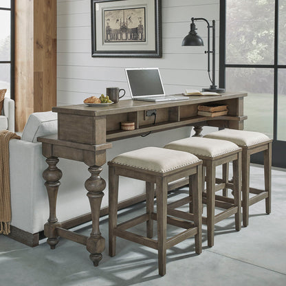 Americana Farmhouse - 4 Piece Console Set (Console 3 Stools) - Dusty Taupe