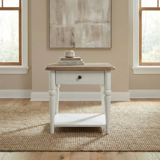 Turnberry Park - Rectangular End Table - Washed White