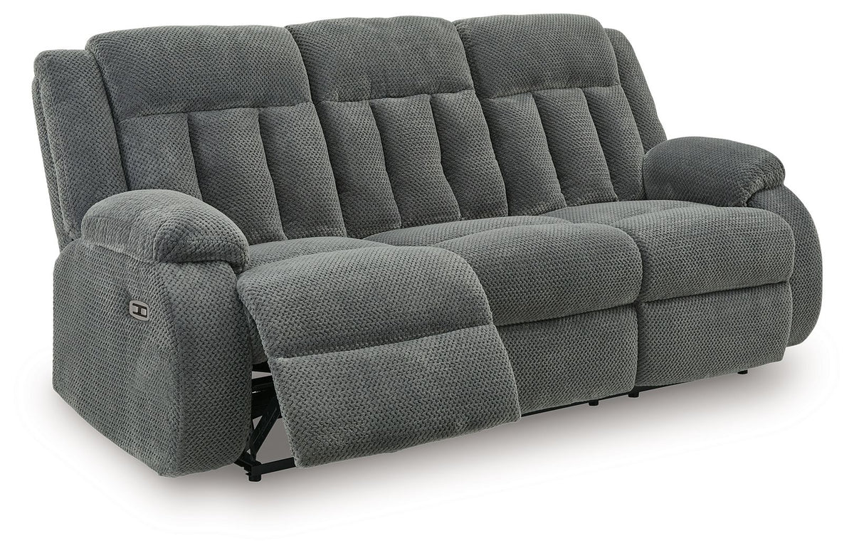 Observation - Reclining Power Sofa With Drop Down Table - Steel