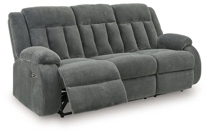 Observation - Reclining Power Sofa With Drop Down Table - Steel