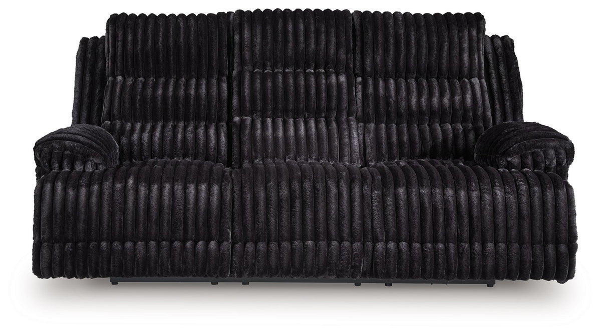 Rhine Falls - Reclining Power Sofa With Drop Down Table - Onyx
