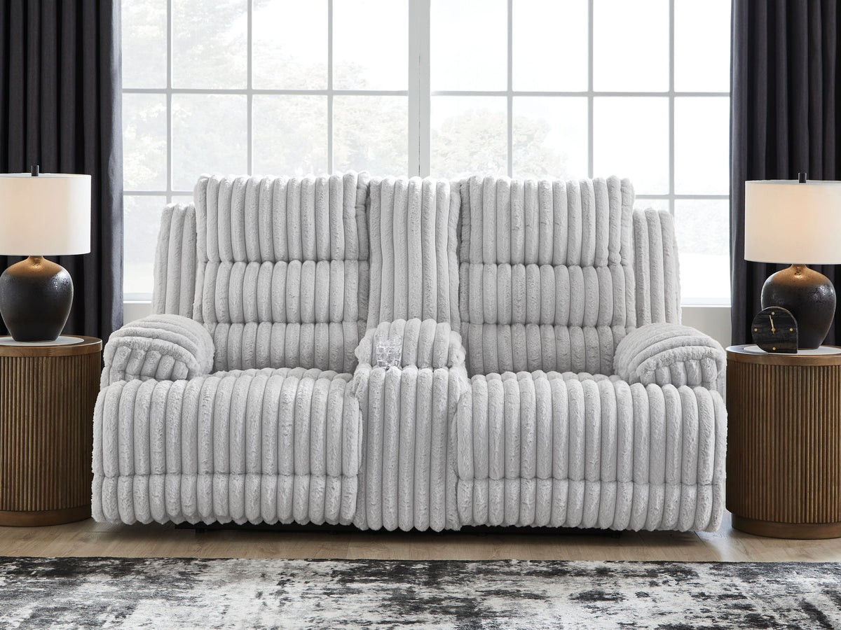 Rhines Falls - Double Reclining Power Loveseat With Console - Alloy