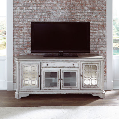 Magnolia Manor - Entertainment TV Stand (Glass Doors) - Antique White