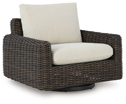 Kimora - Swivel Glider Lounge With Cushion - Beige / Dark Brown