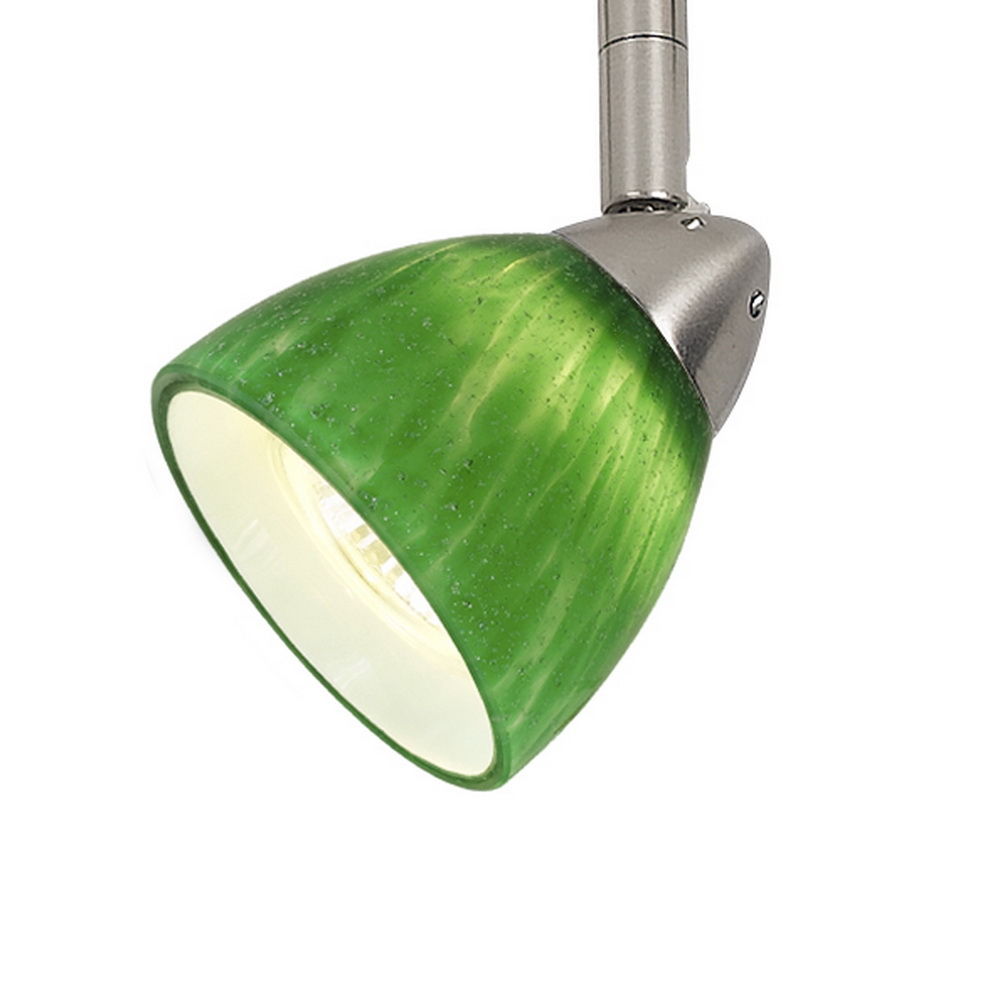 4.87" Height Serpentine Track Head With Shade - Green & Brushed Steel
