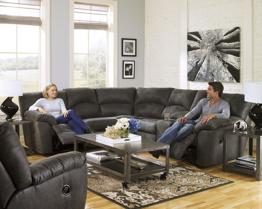 Tambo - 2 Pc. - Right Arm Facing Loveseat with Console 2 Pc.Sectional, Rocker Recliner - Pewter