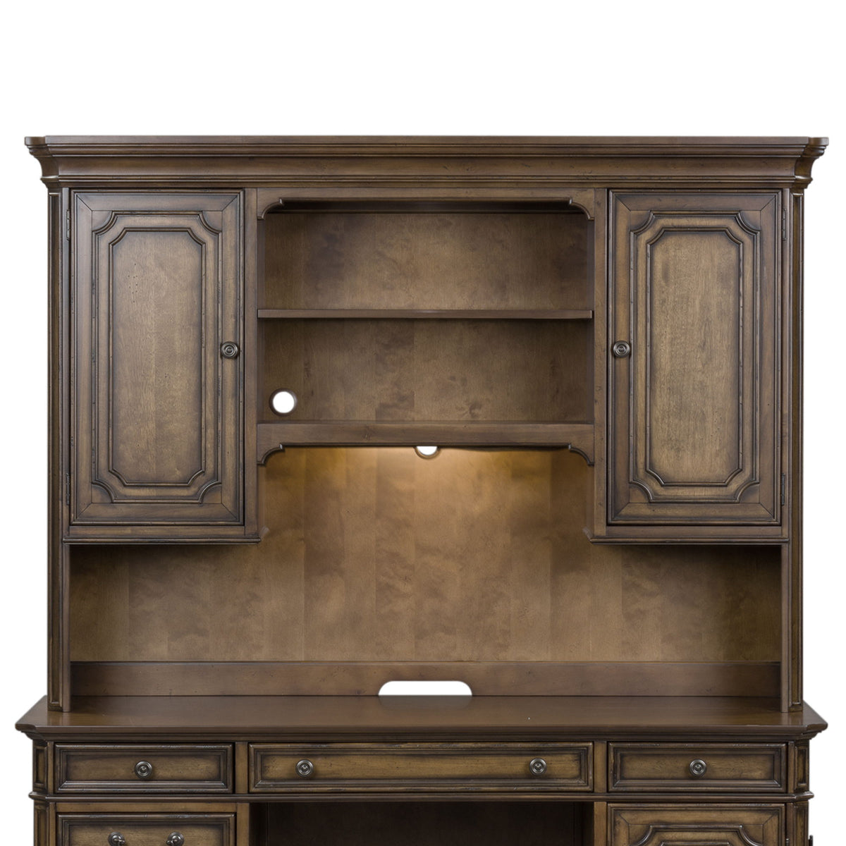 Amelia - Jr Executive Credenza Hutch - Antique Toffee