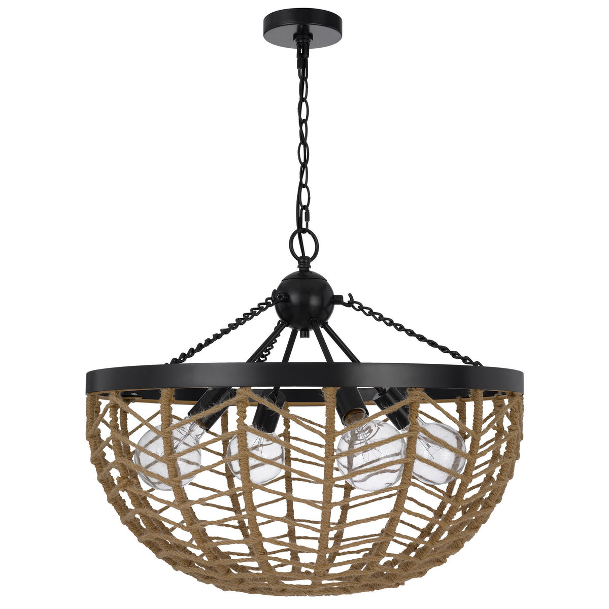 Lillington - 4 Light 20.375" Height Metal Pend - Burlap / Black