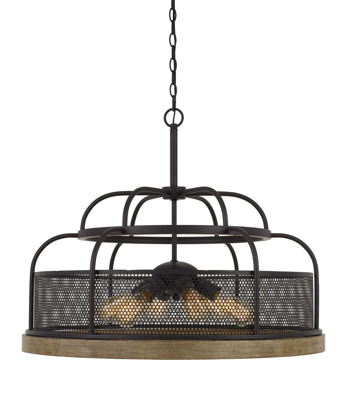 Akaki - 30" Height Pine Wood and Metal Fixture - Iron & Light Oak