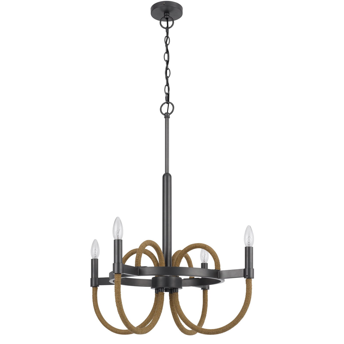 Rowland - 4 Light 29" Height Metal Chandelier - Burlap / Black