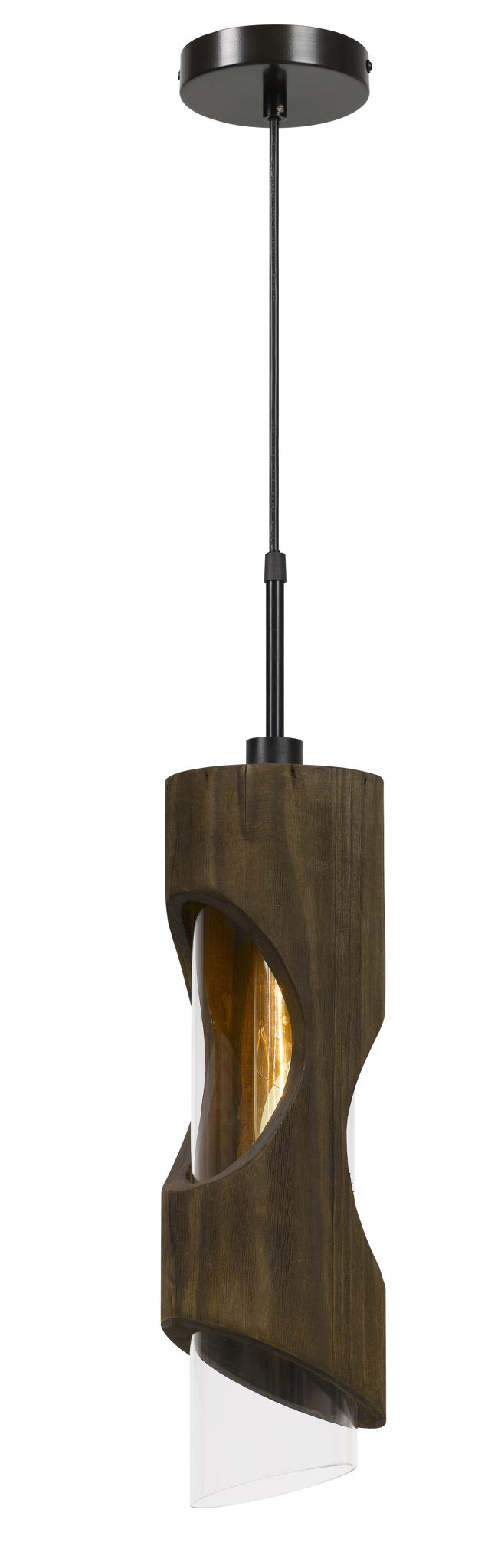 Zamora - 23.5 Height Glass Pendant - Smoky Wood - Wood & Glass