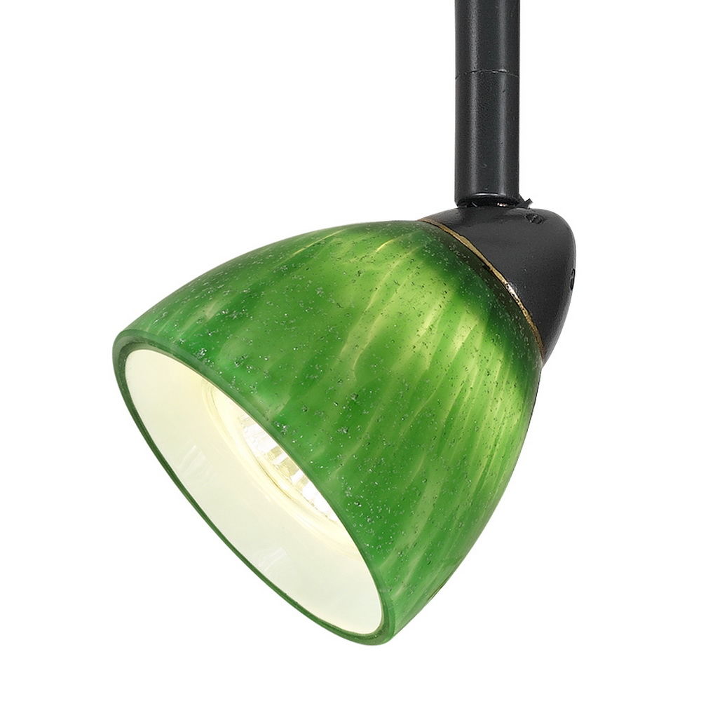 4.87" Height Serpentine Track Head With Shade - Green & Dark Bronze