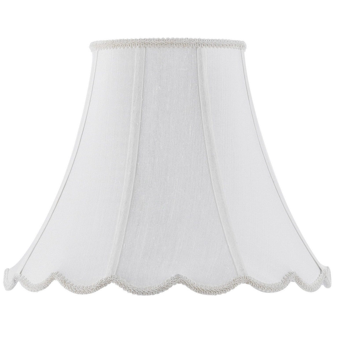 Piped Scallop Bell - 9.5" Height Fabric Shade - White