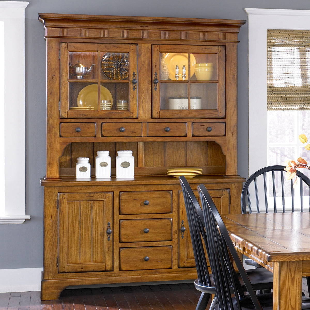 Treasures - Hutch & Buffet - Rustic Oak