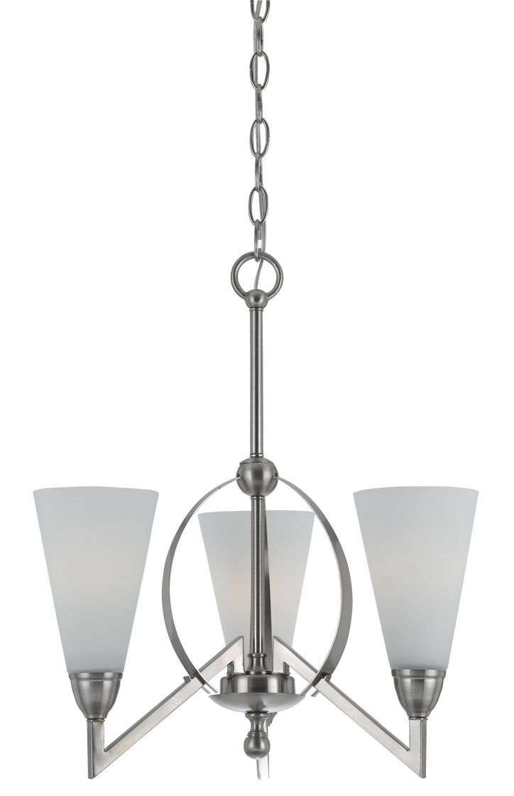 Canroe - 19" Height Three Light Chandelier - Brushed Steel