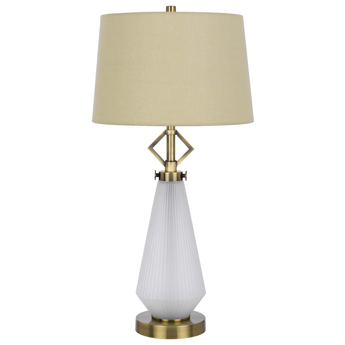 Carrizo - 100W LED Metal / Glass Table Lamp With 2W LED Night Light - Antique Brass / Frosted Glass