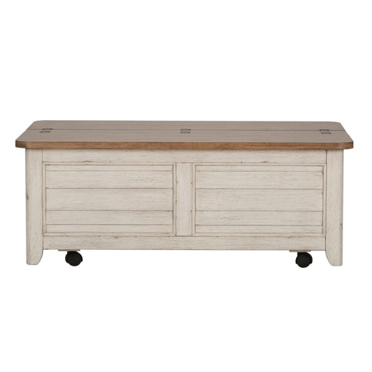 Farmhouse Reimagined - Storage Trunk - Antique White / Chestnut Tops